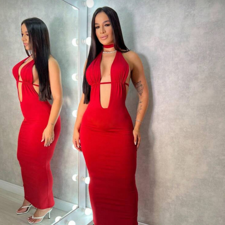 Vestido Decotado Elegante Festa Eventos Verão Tecido Suplex Premium Vestido Decote V Costas Aberta – Vale a pena? Analise 2026